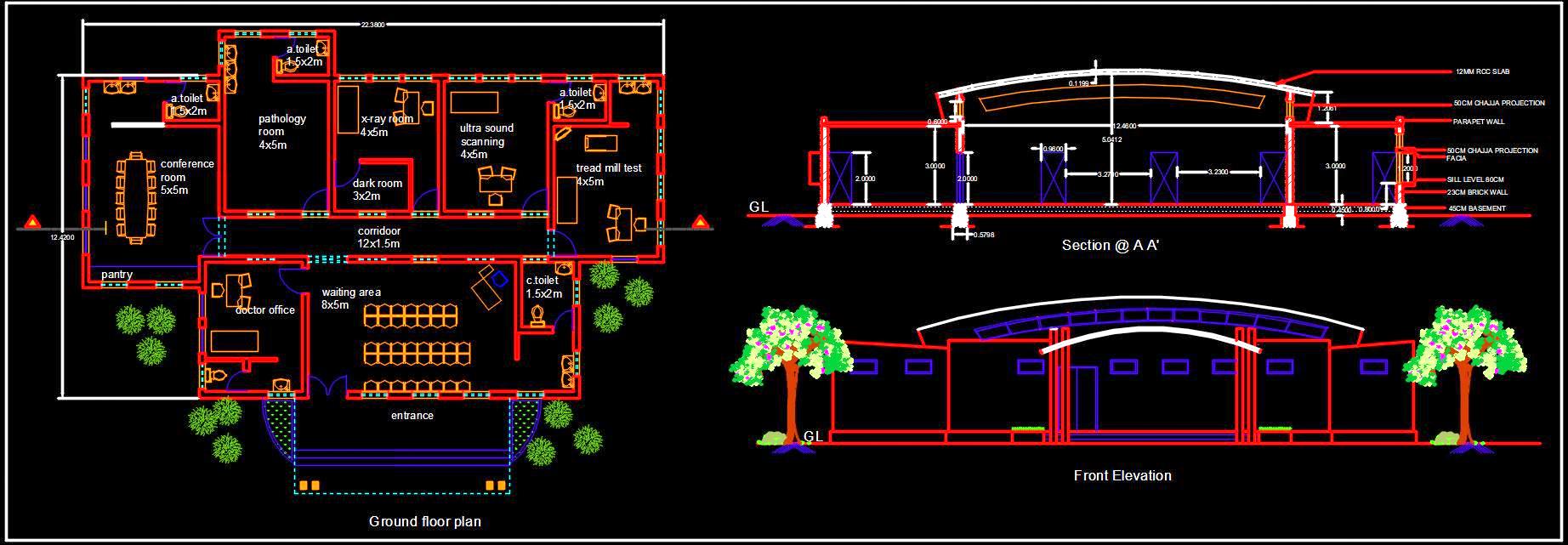 Diagnostic Center DWG File - Medical Facility Design and Plans